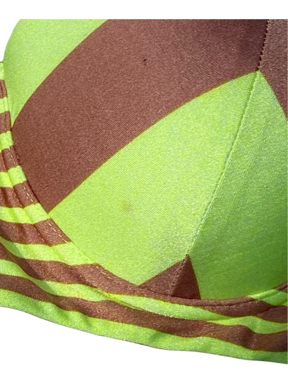Amuse Society Neon Lime & Brown Chevron  Bikini Set Size Small NWT - Picture 3 of 5